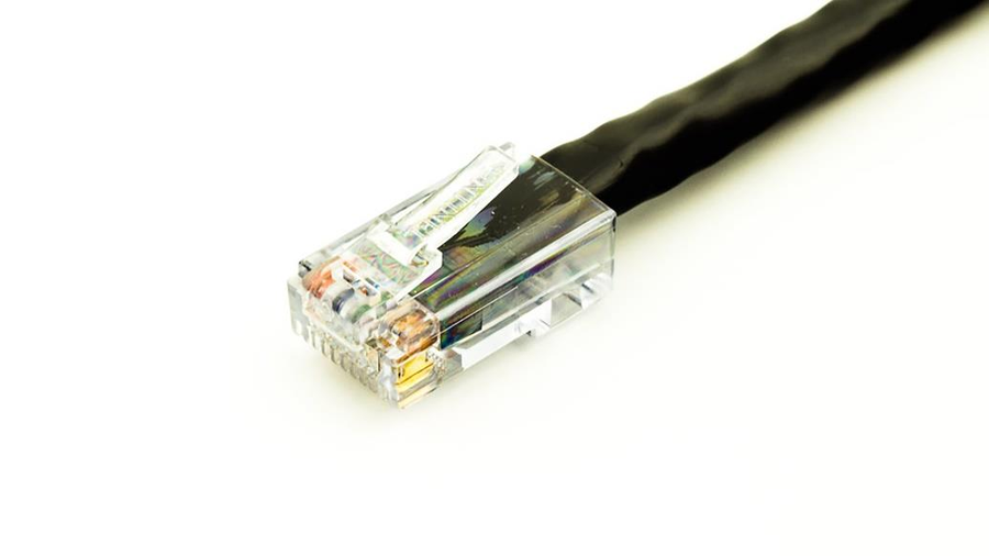 Black ethernet cable RJ45 connector